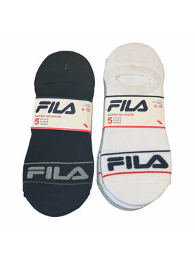 FILA Super No Show Socks 2 Packs 5-Pair Each Size 6-10 — 10 Pairs - b10